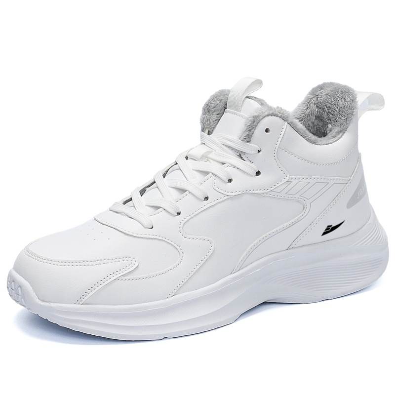 KUDING Fleece Lined Comfortable Slip Resistant, Abrasion Resistant, Thermal Mid top Casual Shoes Men's