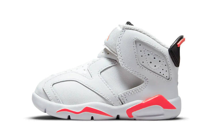 Jordan Jordan Air Jordan 6 Little Flex Infrared Cushioning Abrasion Resistant Slip Resistant Mid top Toddler Shoes White