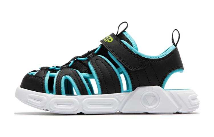 XTEP Slip Resistant, Abrasion Resistant, Lightweight Cushioning Low top Sandal Black Blue Unisex