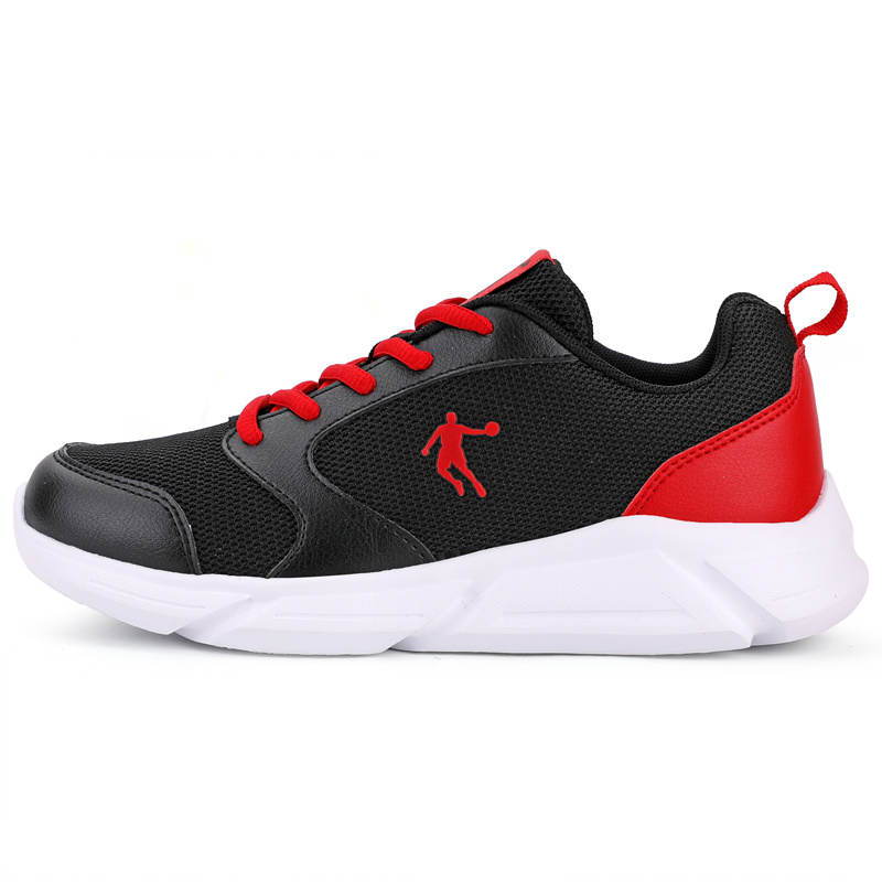 QIAODAN Synthetic Leather, Textile Comfortable Low top Running Shoes Black Red Unisex