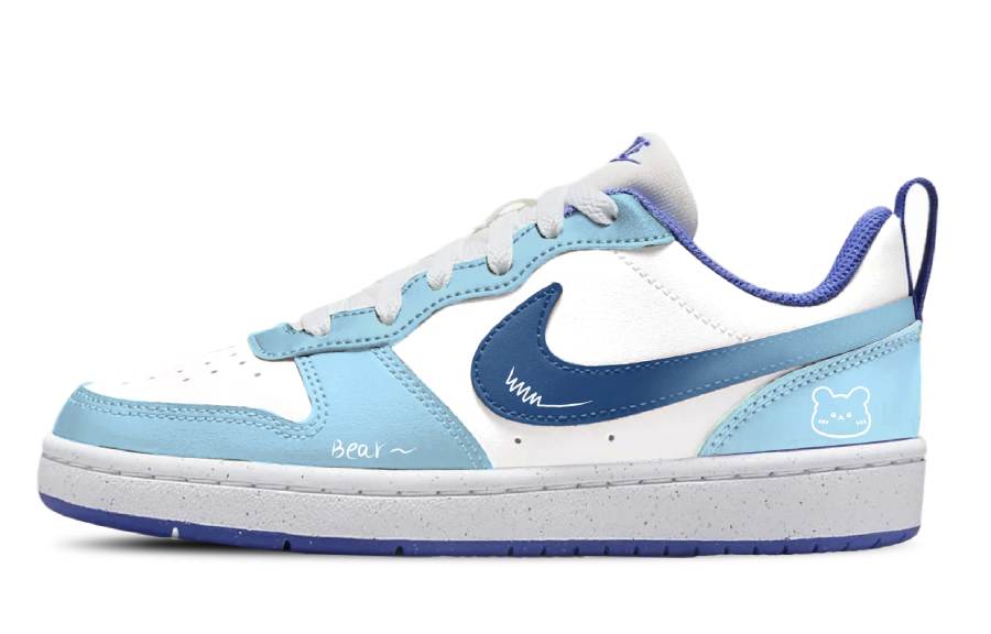 Nike Nike Court Borough Milk Blue Cub Slip Resistant Low top Kids' Skateboarding Shoes Blue Women's Unisex