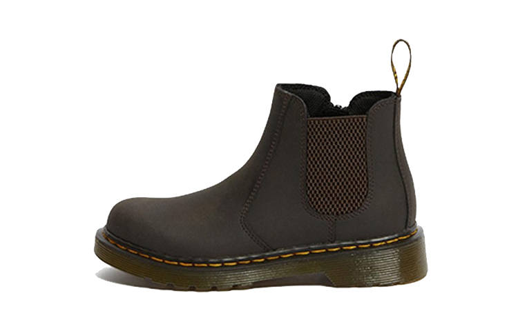 Dr.Martens Junior 2976 Cushioning, Wear Resistant Kids' Leather Boots Dark Brown Children Aged 3 7 Years Old
