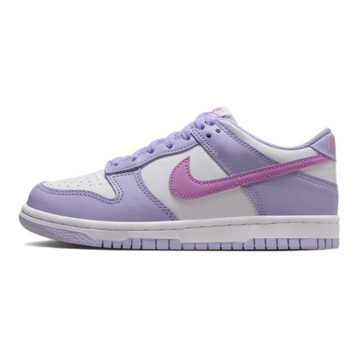 Nike Nike Dunk Synthetic Leather Low top Skateboard Shoes Purple White Unisex