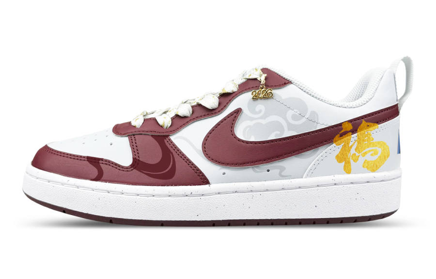 Nike Nike Court Borough Slip Resistant Abrasion Resistant Low top Kids' Skateboarding Shoes Burgundy Unisex