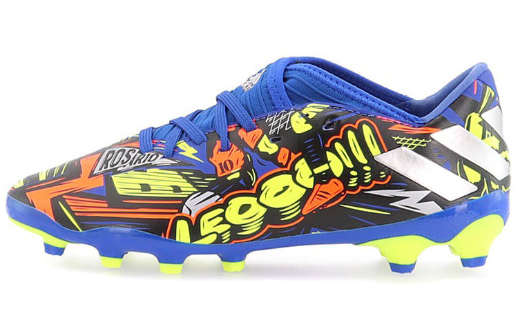 Adidas Adidas Nemeziz 19.3 MG J Abrasion Resistant Slip Resistant Low top Kids' Soccer Shoes Blue Kids'