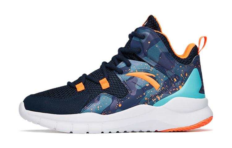 Antakids Sports Slip Resistant And Breathable High top Basketball Shoes Black Orange Green Teenagers