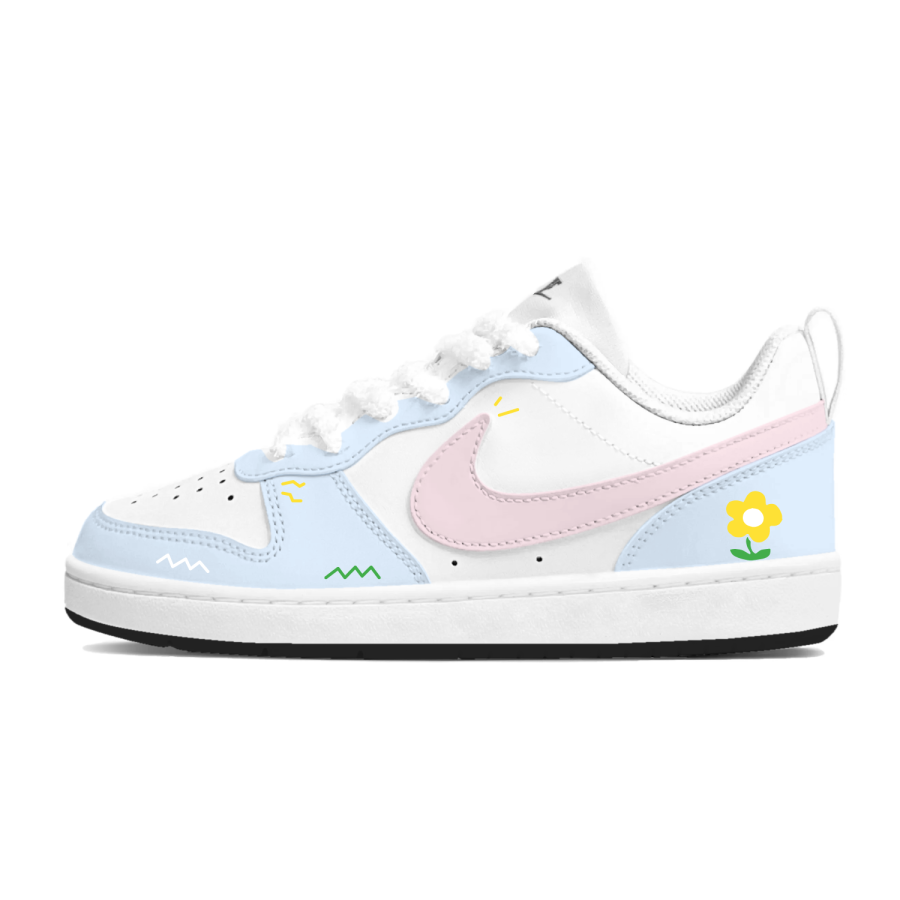 Nike Nike Court Borough LOW RECRAFT Kids' Skateboarding Shoes Blue Pink Teenagers