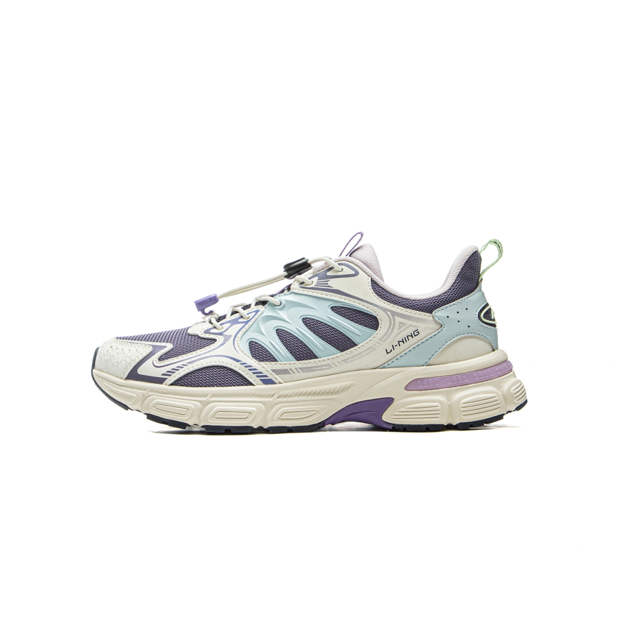 Li-Ning YOUNG Li Ning YOUNG Sportlife Synthetic Leather, Textile Abrasion Resistant Low top Kids Lifestyle Shoes Ecru Purple Kids'