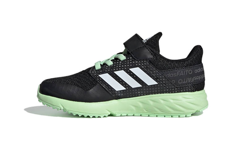 Adidas Adidas Fortafaito EL K Slip Resistant Low top Kids' Running Shoes Black Green Children Aged 3 7 Years Old