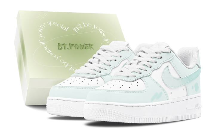 Nike Nike Air Force 1 Air Force 1, Lucky Mint Synthetic Leather Slip Resistant Cushioning Abrasion Resistant