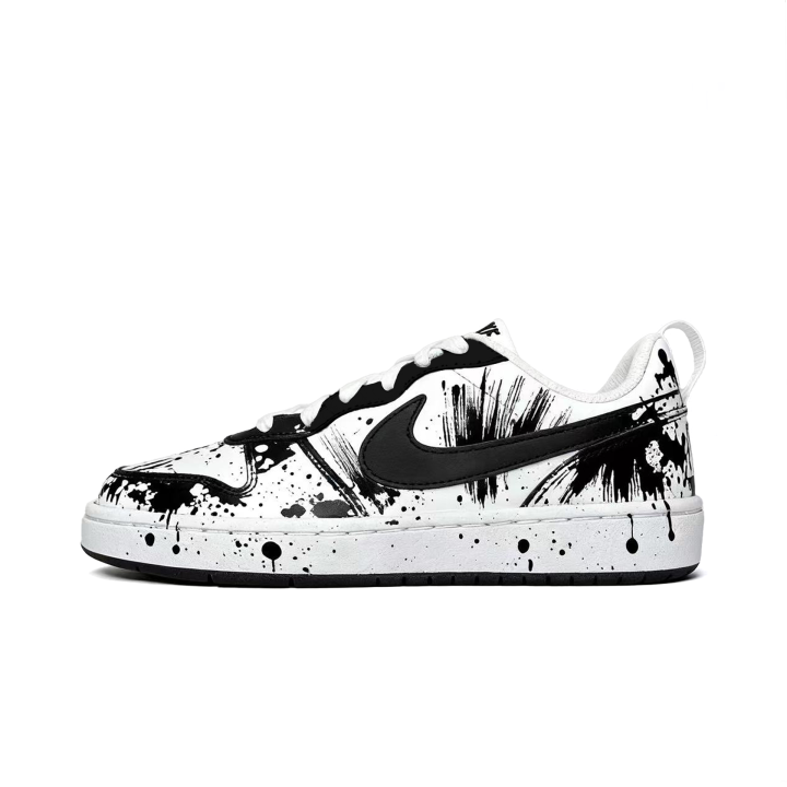 Nike Nike Court Borough Explosion Black Slip Resistant Abrasion Resistant Low top Kids' Skateboarding Shoes Black White