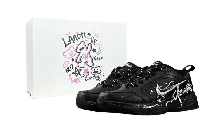 Nike Nike Air Monarch 4 Gothic Graffiti Low top Chunky Sneakers Unisex Black White