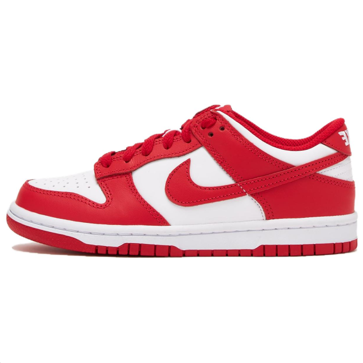 Nike Nike Dunk Leather Low top Skateboard Shoes Red White Unisex
