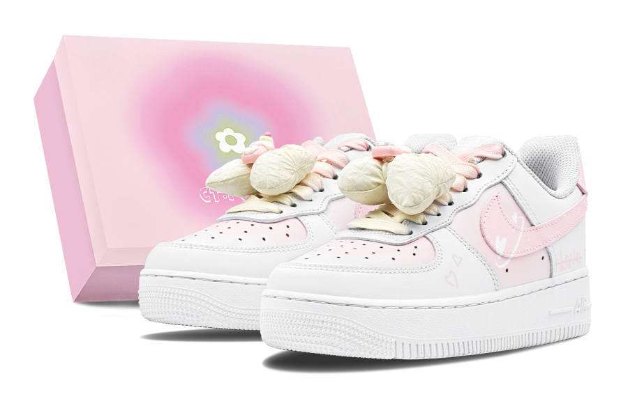Nike Nike Air Force 1 LE Slip Resistant Slip Resistant Low top Children's Basketball Shoes White Pink Teenagers