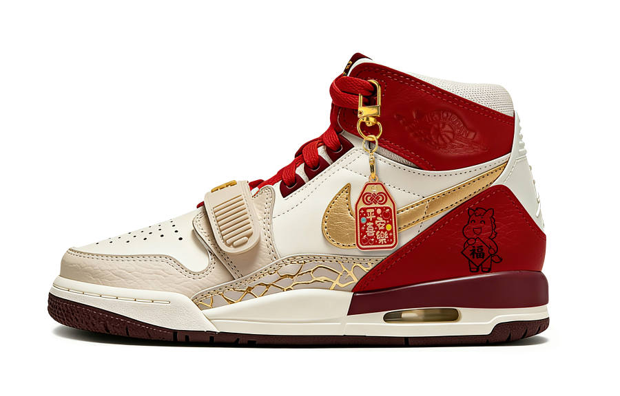 Jordan Jordan Legacy 312 Leather High top Children's Basketball Shoes Red Teenagers