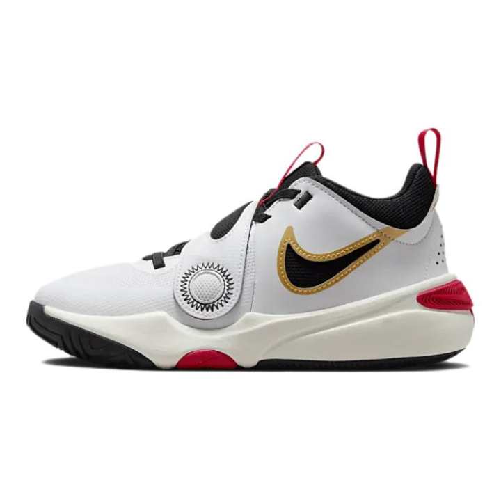 Nike Nike Team Hustle D 11 Low top Basketball Shoes White Black Yellow Unisex