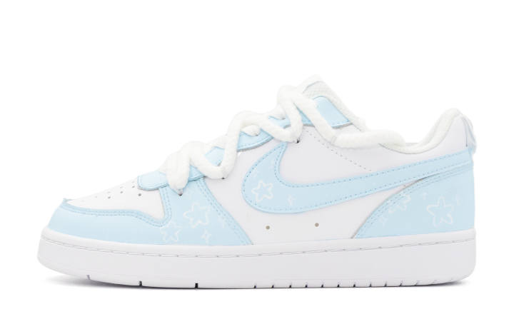 Nike Nike Court Borough Starfall Ice Blue Leather Slip Resistant Cushioning Abrasion Resistant