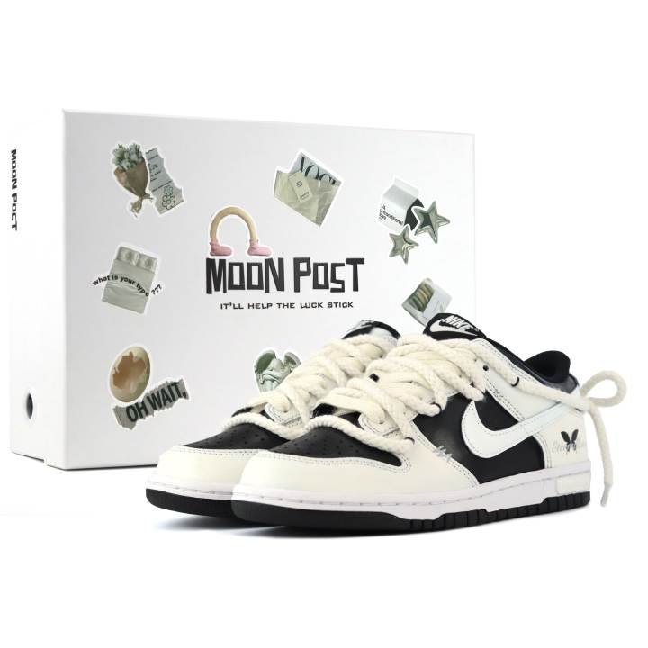 Nike Nike Dunk 'Black' Low top Kids' Skateboarding Shoes Beige White Black Teenagers