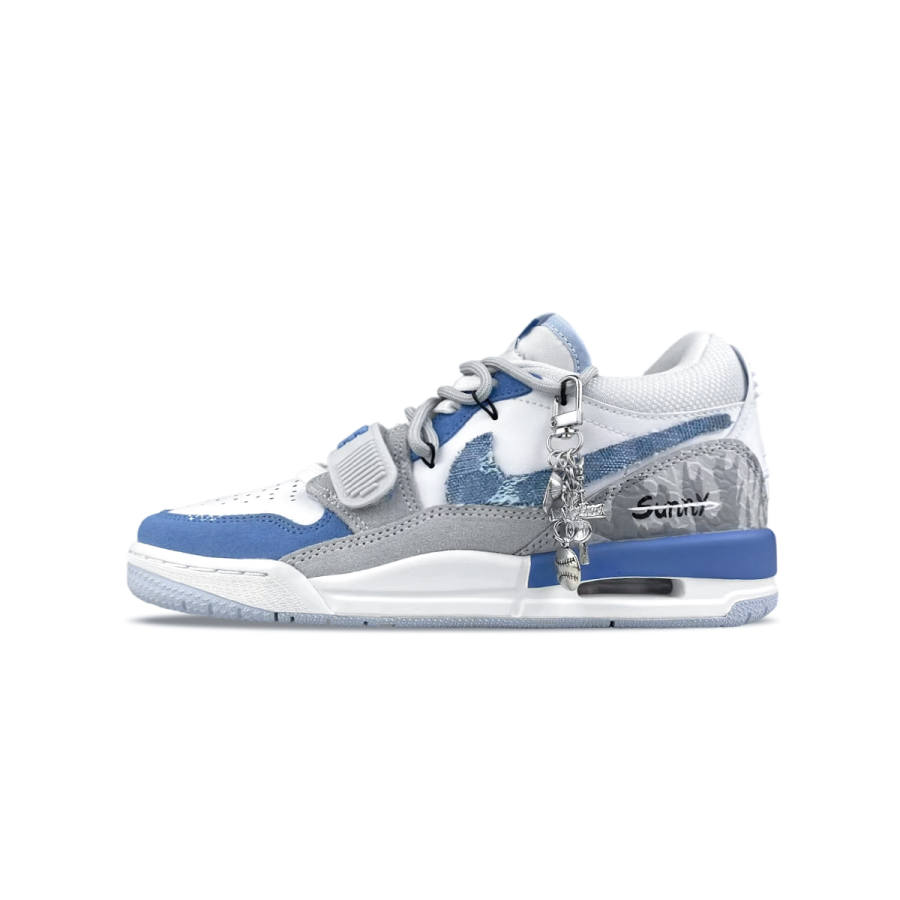 Jordan Jordan Legacy 312 Slip Resistant Abrasion Resistant Low top Children's Basketball Shoes Blue White Unisex
