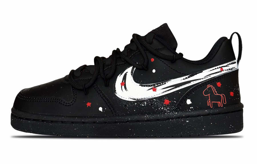 Nike Nike Court Borough Leather Low top Kids' Skateboarding Shoes Black Teenagers