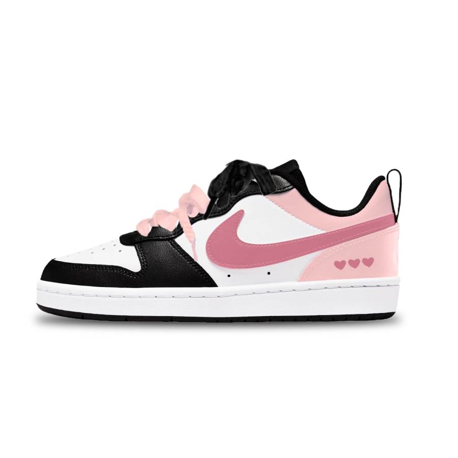 Nike Nike Court Borough Pink Heart Synthetic Leather Abrasion Resistant Lightweight Cushioning Low top