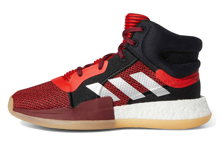 Adidas Adidas Marquee Boost Non slip Lightweight Mid top Basketball Shoes Red Black Teenagers