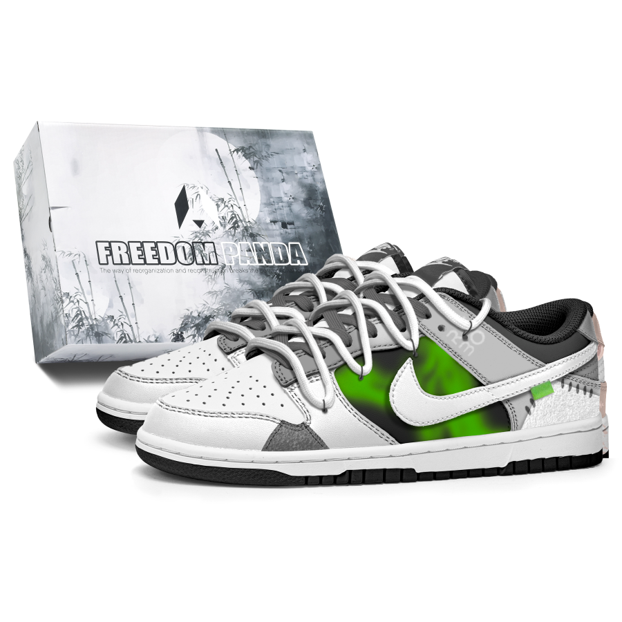 Nike Nike Dunk Slip Resistant Abrasion Resistant Low top Kids' Skateboarding Shoes Gray Green Teenagers
