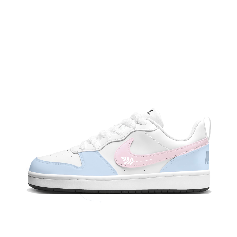 Nike Nike Court Borough Pink Tulip Synthetic Leather Slip Resistant Abrasion Resistant Low top Kids' Skateboarding Shoes