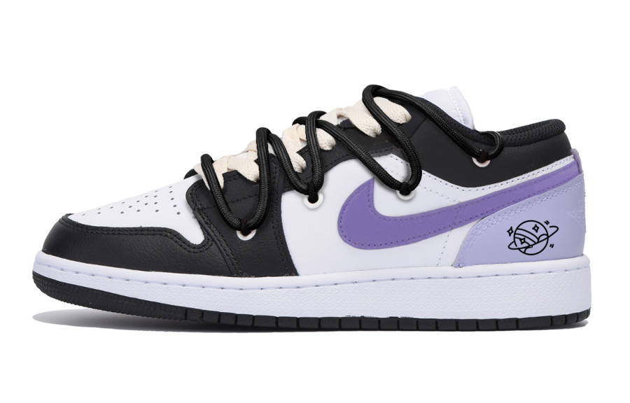 Jordan Jordan Air Jordan 1 Slip Resistant Low top Children's Basketball Shoes Black Teenagers