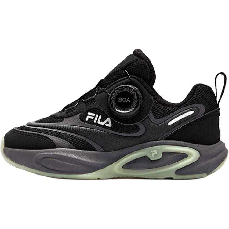 FILA KIDS BOA Slip Resistant Abrasion Resistant Low top Kids' Running Shoes Black Children Aged 3 7 Years Old