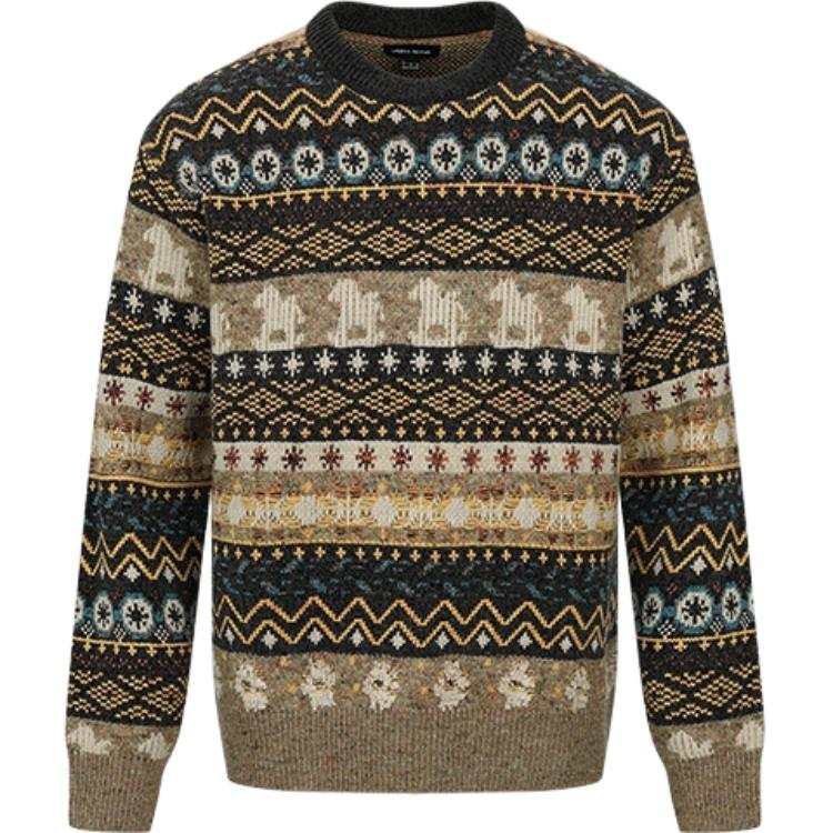 URBAN REVIVO Knitwear Men's Multicolor Crew Neck Moderate