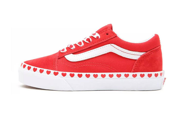 Vans Old Skool Canvas Low top Kids' Skateboarding Shoes White Red Children Aged 3 7 Years Old