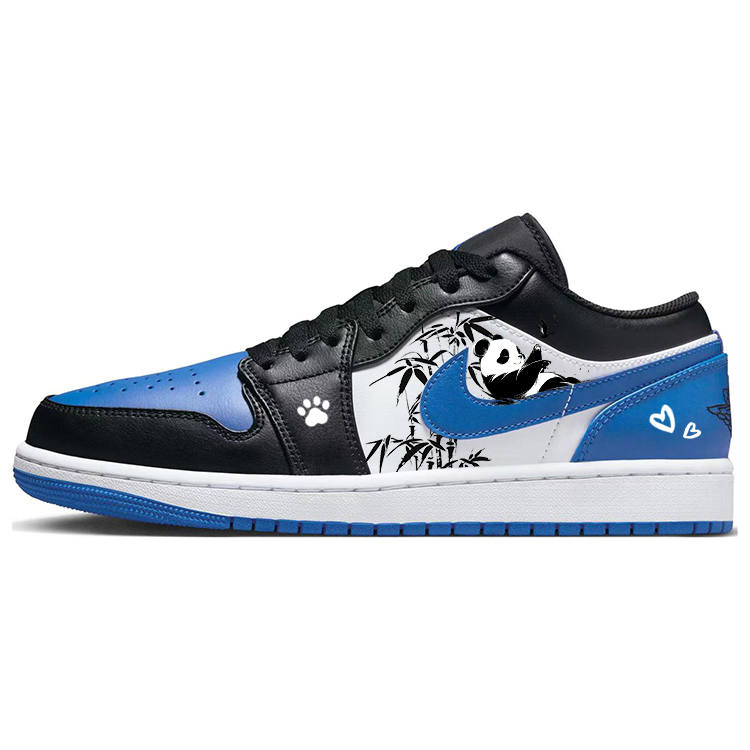 Jordan Teenagers Jordan Air Jordan 1 Slip Resistant Abrasion Resistant Low top Children's Basketball Shoes Blue White