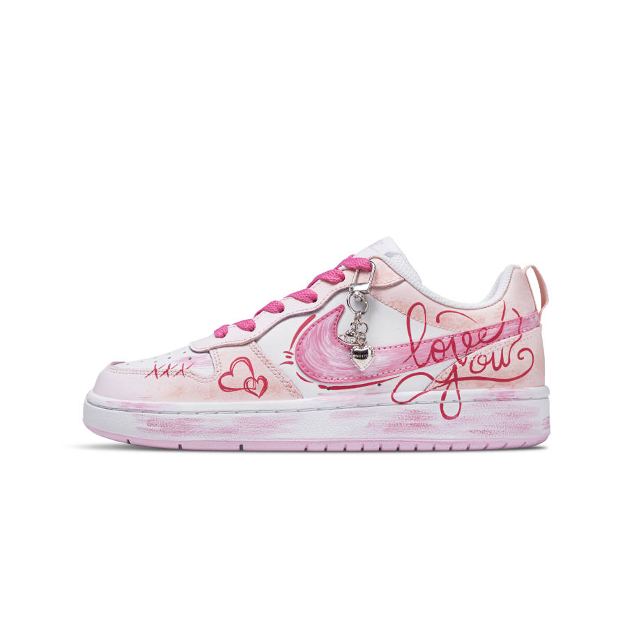 Nike Nike Court Borough Low Slip Resistant Abrasion Resistant Low top Kids' Skateboarding Shoes Pink Unisex