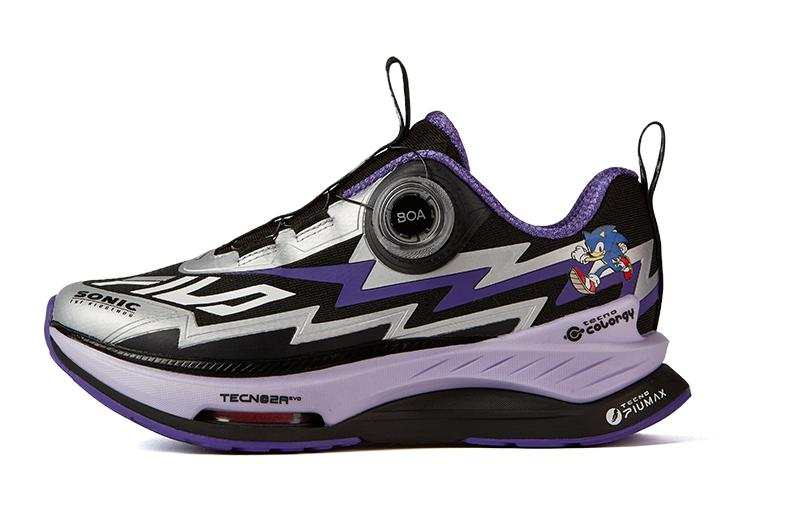 FILA KIDS SONIC x FILA KIDS Abrasion Resistant Abrasion Resistant Low top Kids' Running Shoes Black Purple Kids'
