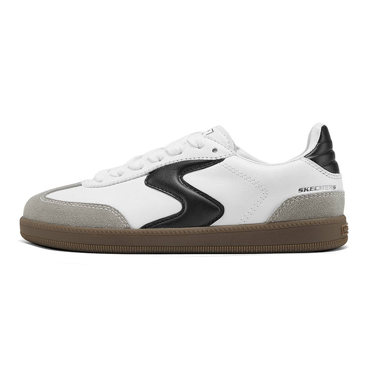 Skechers Kids Leather Slip Resistant Abrasion Resistant Low top Kids' Skateboarding Shoes White Black Kids'