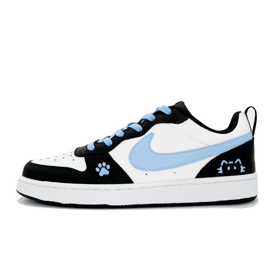 Nike Nike Court Borough Blue Paw Kitten Synthetic Leather Low top Kids' Skateboarding Shoes Light Blue