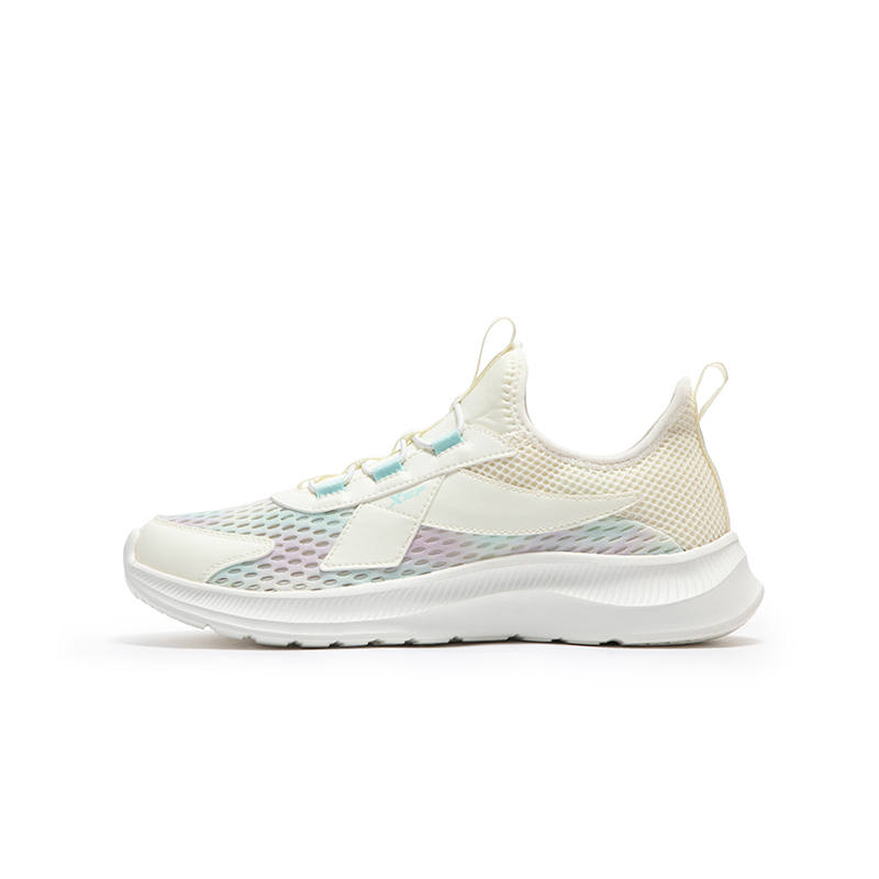 XTEP Synthetic Leather, Textile Slip Resistant Support Low top Running Shoes Vanilla Yellow Tranquil Blue Kids'