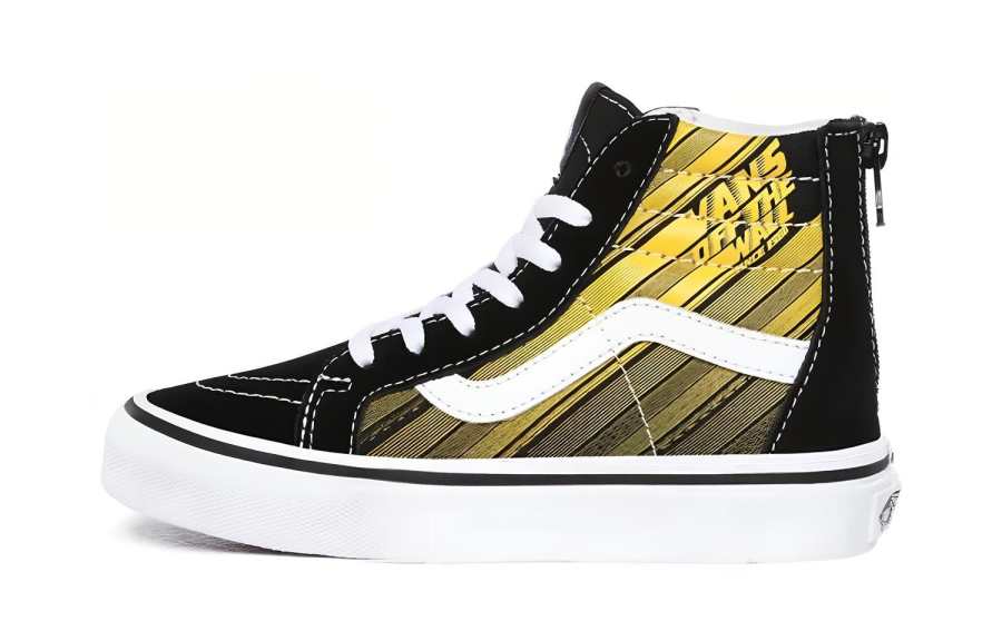 Vans SK8 Canvas High top Kids' Skateboarding Shoes Black Yellow Children Aged 3 7 Years Old