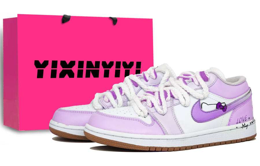 Jordan Jordan Air Jordan 1 Pink Love Purple Slip Resistant Abrasion Resistant Slip Resistant Abrasion Resistant Low top