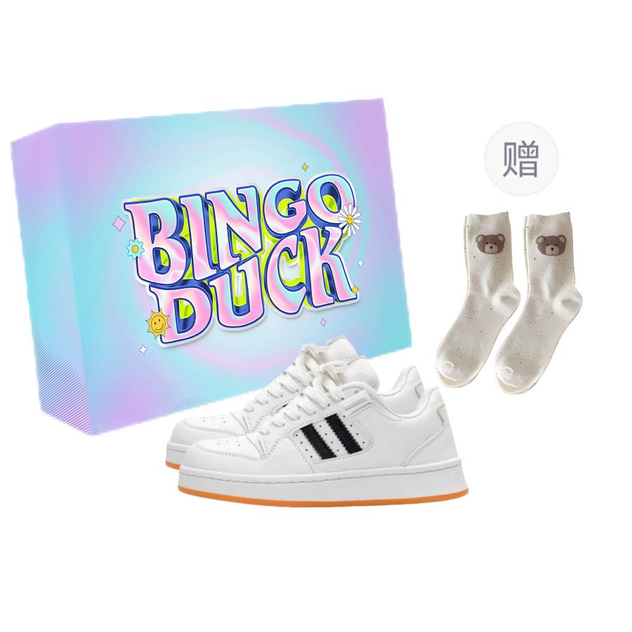 BINGO DUCK Breathable Low top Skateboard Shoes Women's White Black
