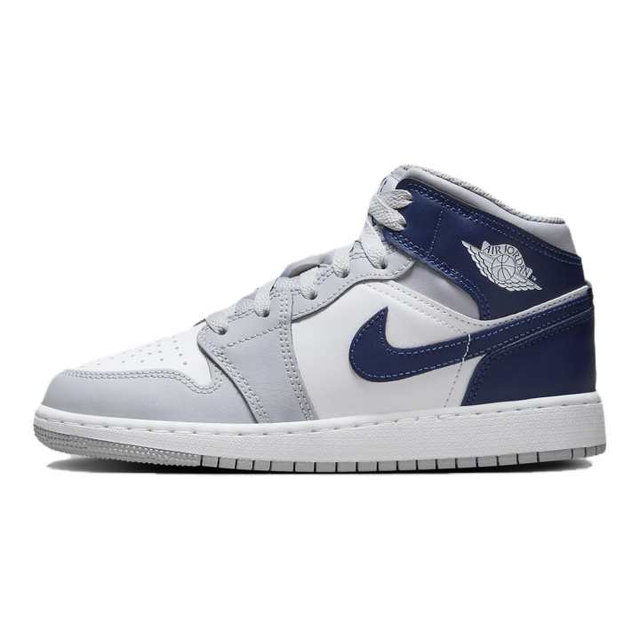 Jordan Jordan Air Jordan 1 Mid top Basketball Shoes White Gray Unisex