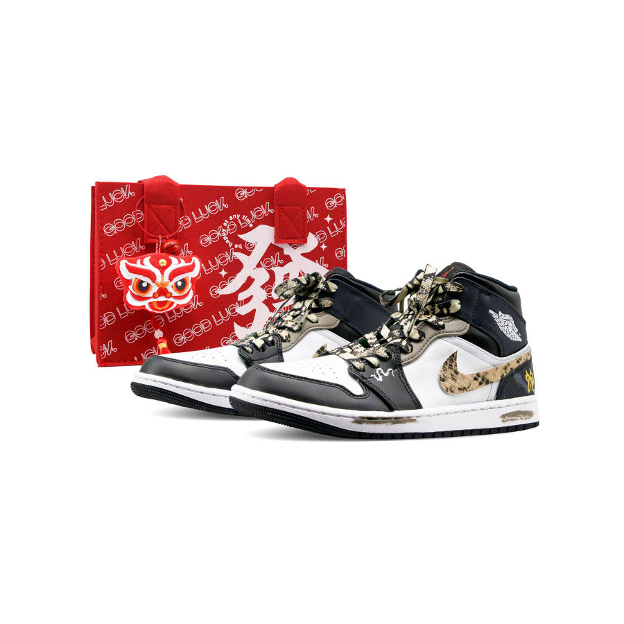 Jordan Jordan Air Jordan 1 Mid top Children's Basketball Shoes Black White Gray Teenagers