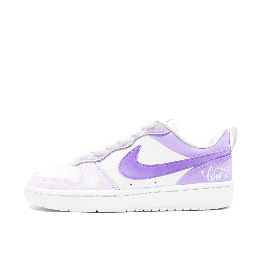 Nike Nike Court Borough Mystic Taro Icy Snow Leather Slip Resistant Cushioning Abrasion Resistant Low top