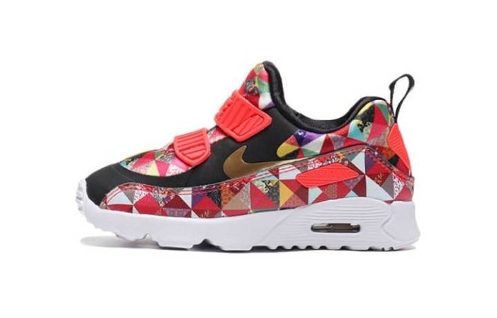 Nike Nike Air Max Tiny 90 CNY Slip Resistant Cushioning Low top Running Shoes Red Black Infant And Toddler