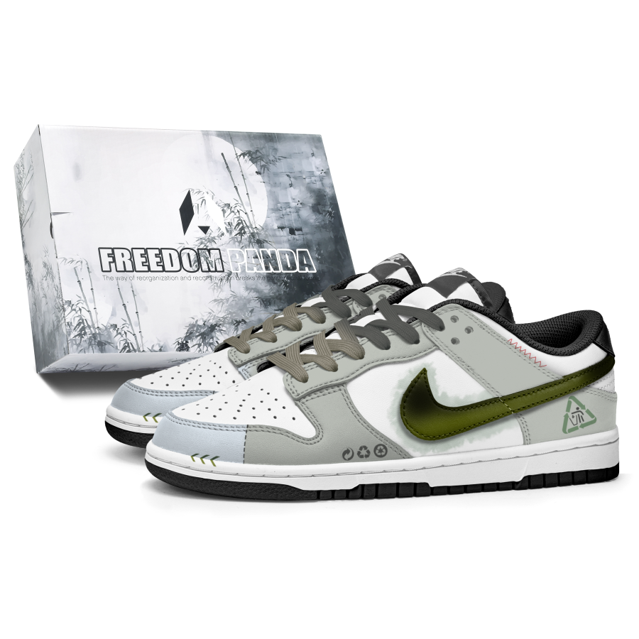 Nike Nike Dunk Slip Resistant Abrasion Resistant Low top Kids' Skateboarding Shoes White Green Teenagers