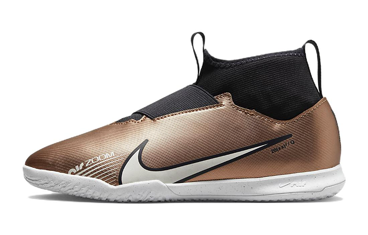 Nike Nike Mercurial Superfly 9 Jr. Zoom Slip Resistant Cushioning Abrasion Resistant Mid top Kids' Soccer Shoes Gold Black