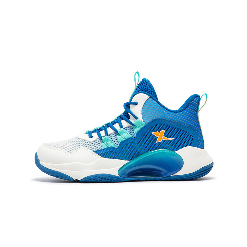 XTEP Fabric Abrasion Resistant Cushioning Breathable Low top Children's Basketball Shoes Prussian Blue/Sail White Kids'
