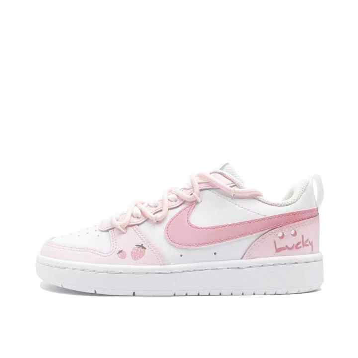 Nike Nike Court Borough Lucky Strawberry Leather Slip Resistant Cushioning Abrasion Resistant Low top Skateboard Shoes