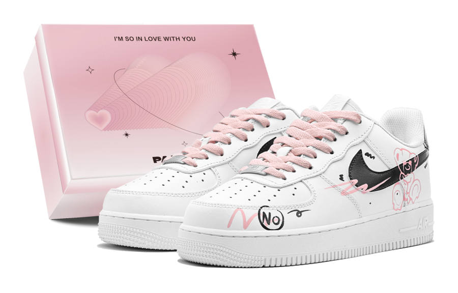 Nike Nike Air Force 1 Lotso Jr. Synthetic Leather Low top Kids' Skateboarding Shoes Pink Teenagers